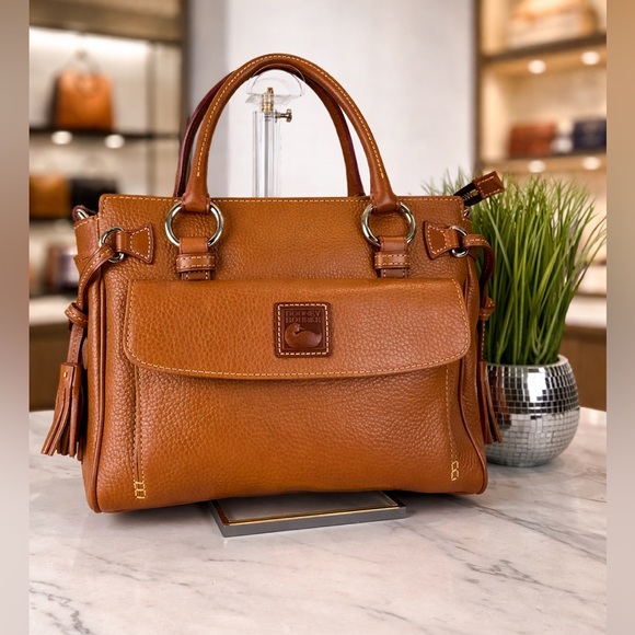 Dooney and Bourke Caramel Tan Brown Pocket Satchel Hand Shoulder bag Set NWT - Picture 2 of 12